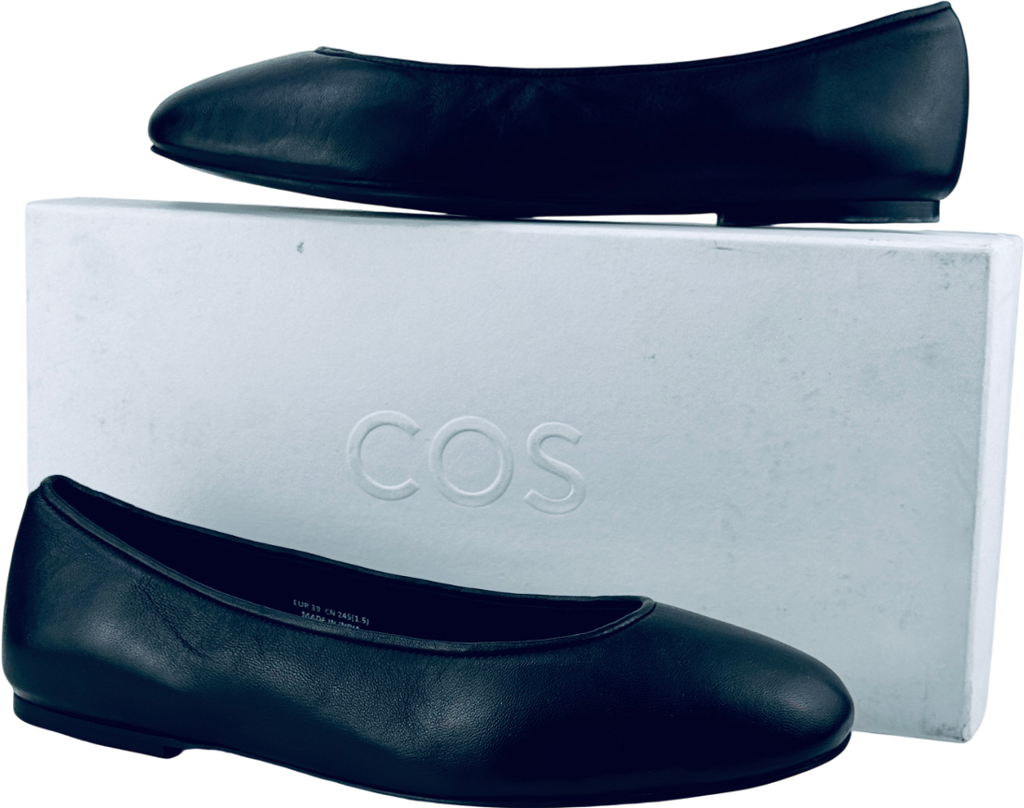COS Black Leather Ballerina Flats UK 6 EU 39 👠