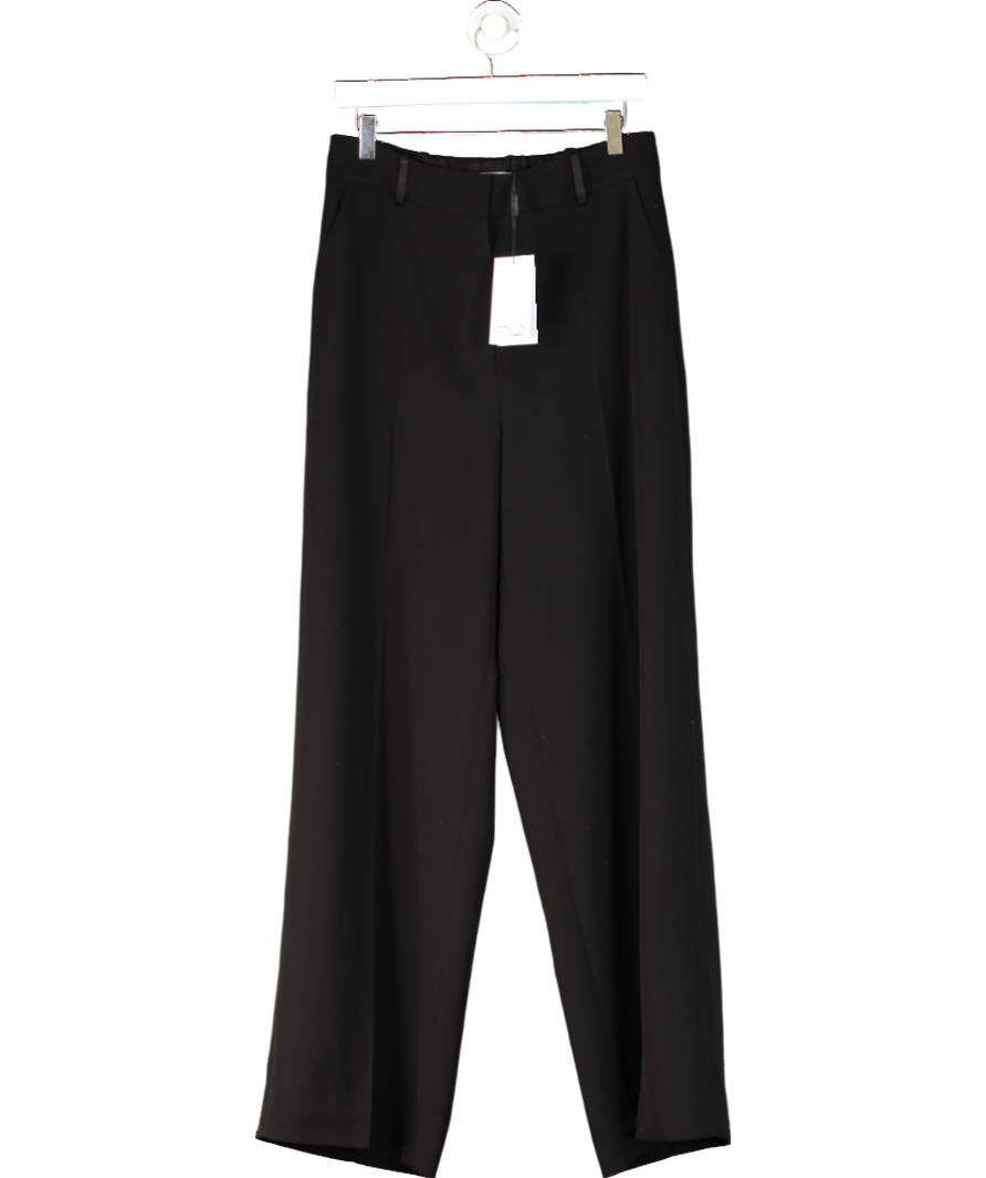 THE FOLD Black Clever Crepe Adelaide Wide-leg Trousers UK 12