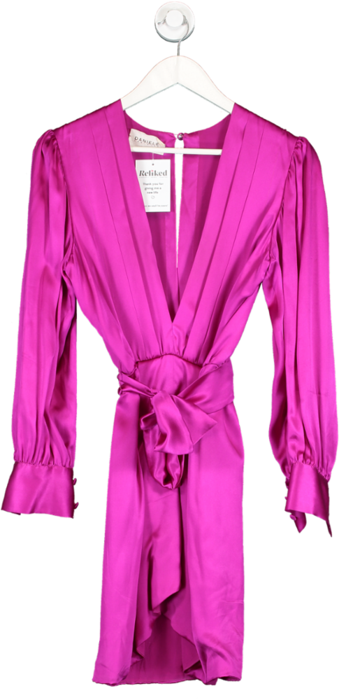 Daniele Carlotta Pink Asymmetric Bow Mini Dress UK S