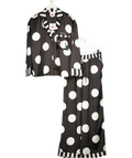River Island Black Nephthys Satin Spot Print Pyjama Set - Personalised "laura" UK S