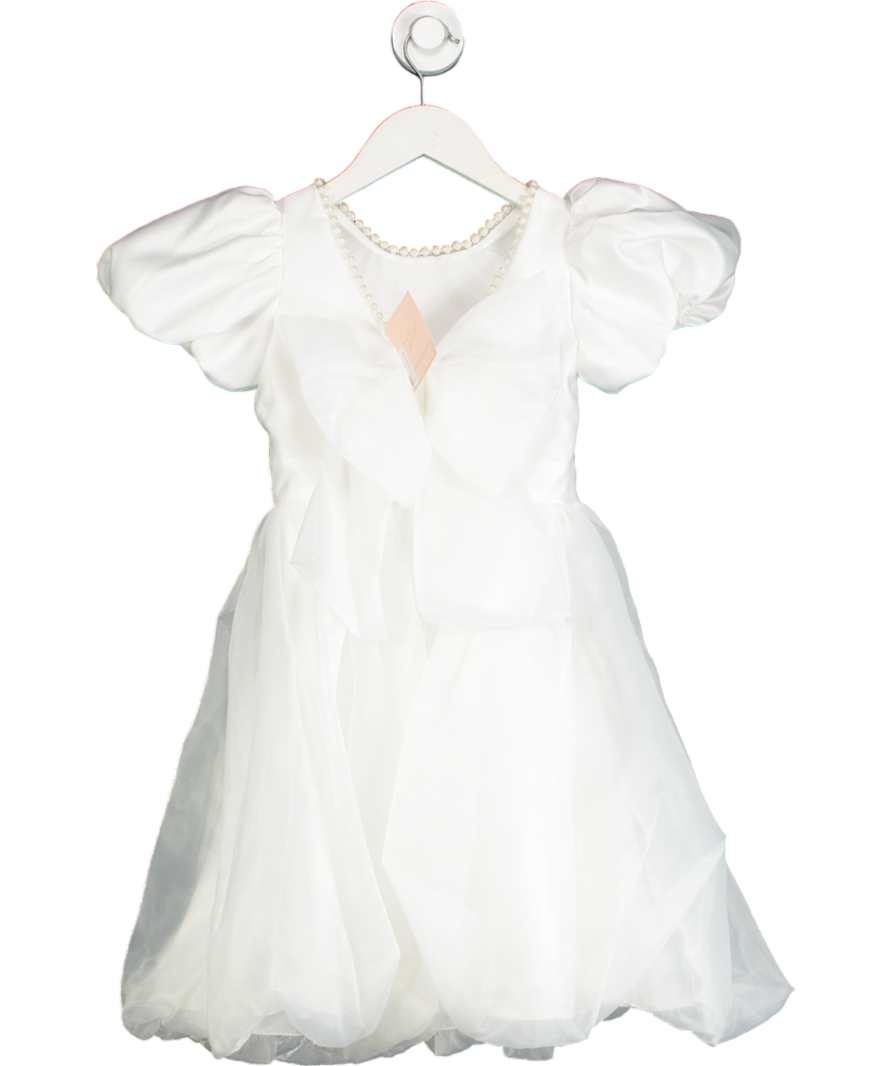 lipsy london White Puff Sleeve Pearl Detail  Bubble Hem Occasion Dress 6 Years