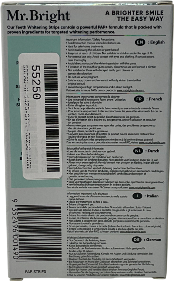 mr bright Whitening Strips 28 Total Strips 9ml