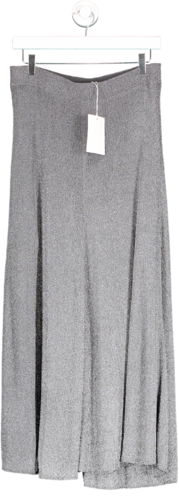 cos Metallic Sparkly Ribbed Knit Maxi Skirt UK M