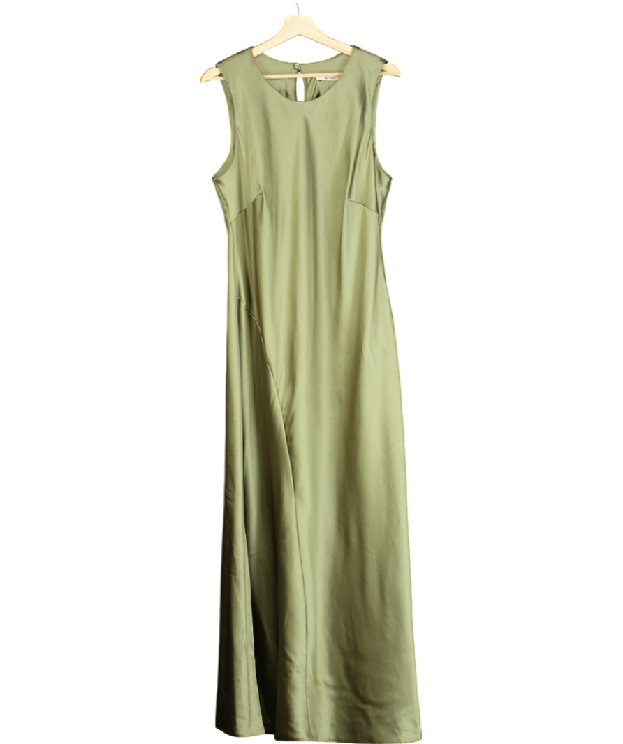 Tu Satin Green Short Sleeve Midaxi Shift Dress UK 18