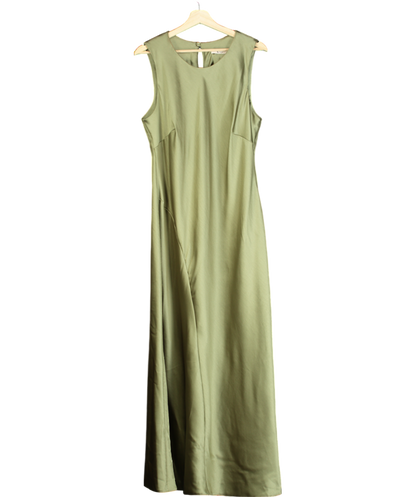 Tu Satin Green Short Sleeve Midaxi Shift Dress UK 18