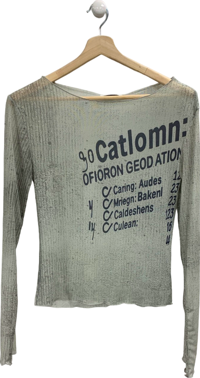 Collusion Grey Long Sleeve Mesh Top UK M