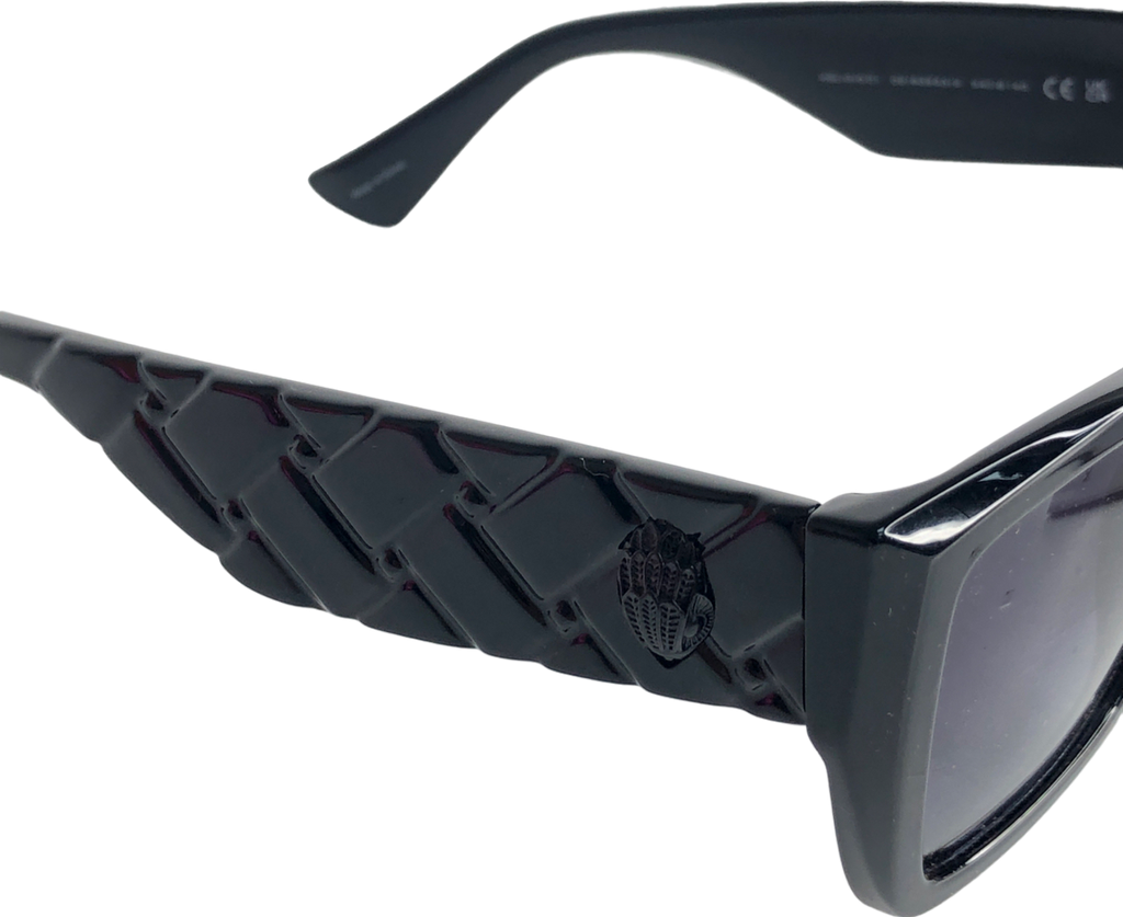Kurt Geiger Black Rectangle Quilted Arm detail Kensington Sunglasses