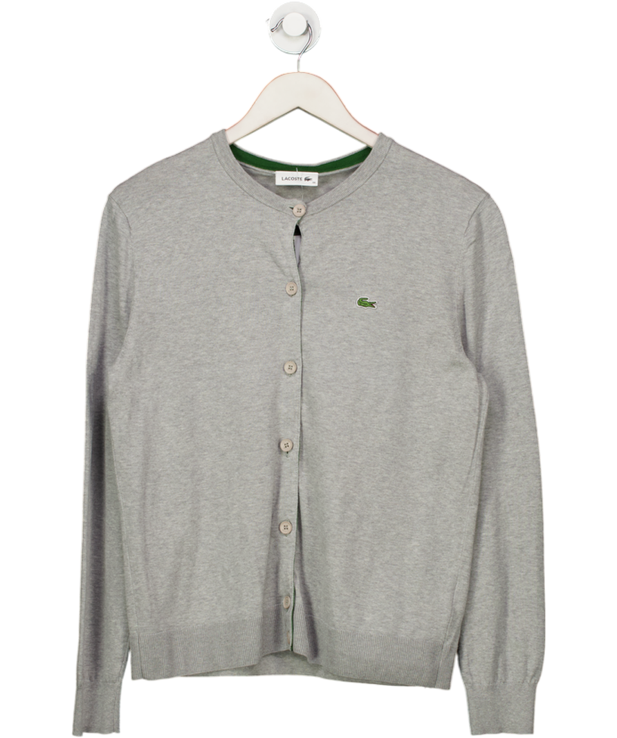 Lacoste Grey Cotton Fine Knit Cardigan UK 10