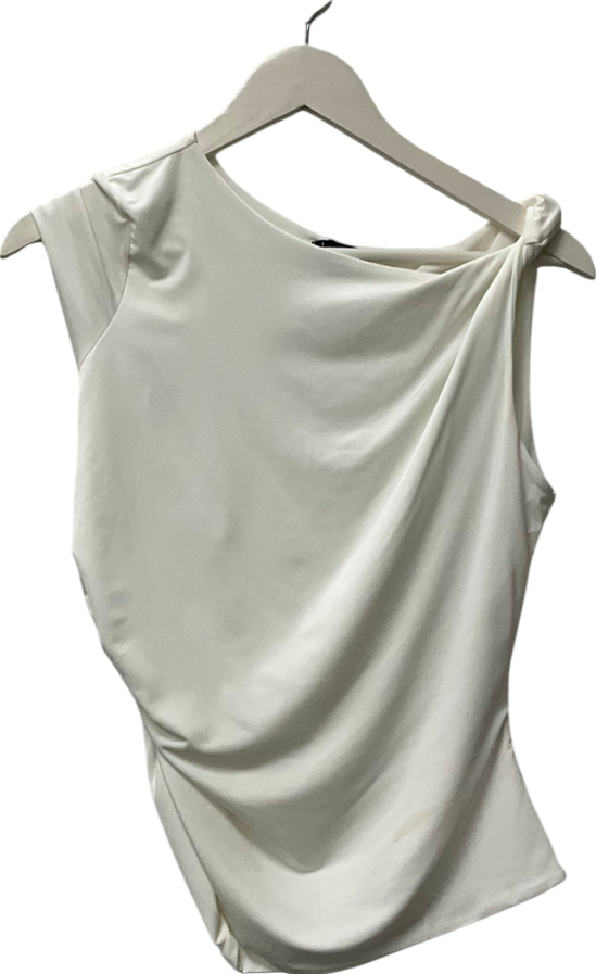 boohoo White Ruched Side One Shoulder Top UK 14