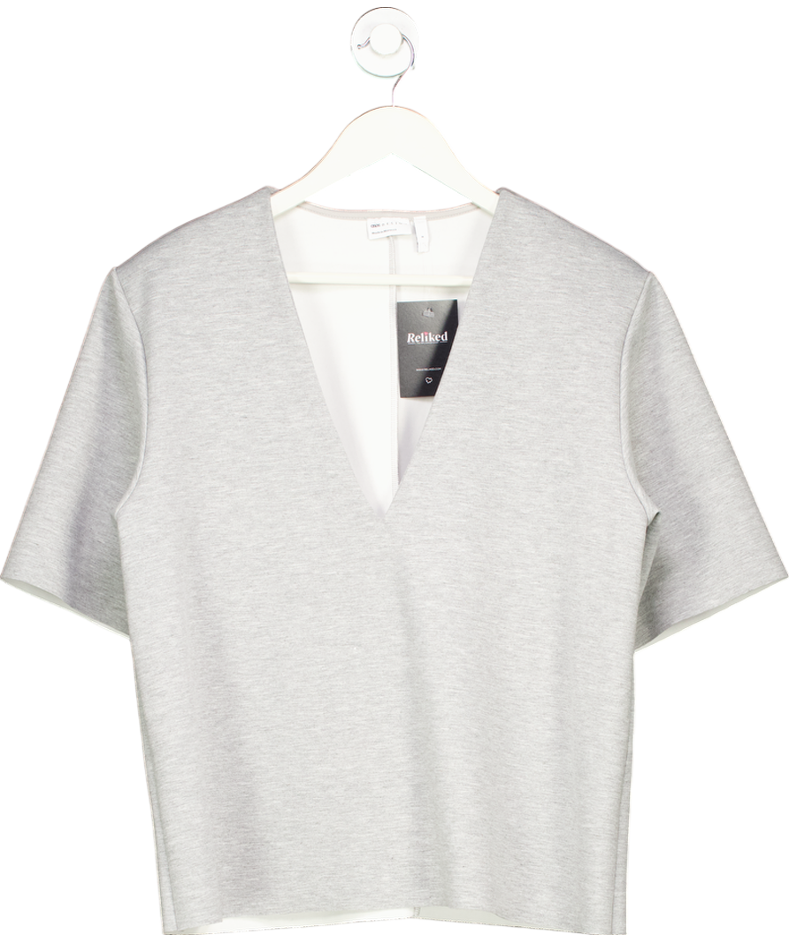 ASOS Design Scuba V Neck Short Sleeve Top In Grey UK S