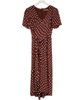 Alexa Chung Brown Vivian Polka-dot Midi Dress UK 12
