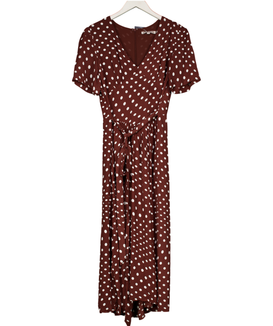 Alexa Chung Brown Vivian Polka-dot Midi Dress UK 12