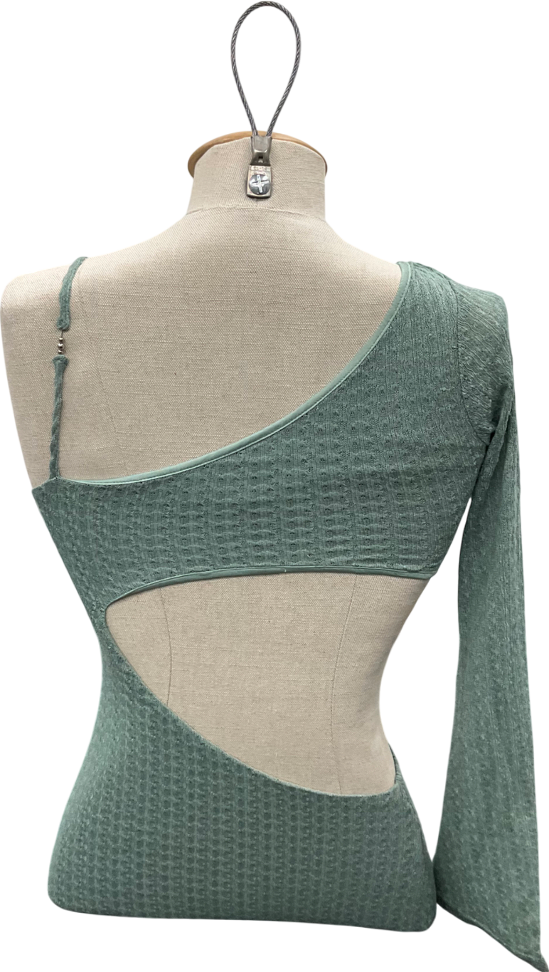 Outcast Green Cut Out One Sleeved Maxi Dress UK XS