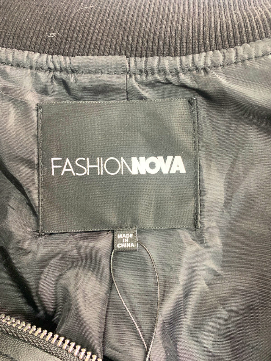 Fashion Nova Black Motor Sport Faux Leather Bomber Jacket S