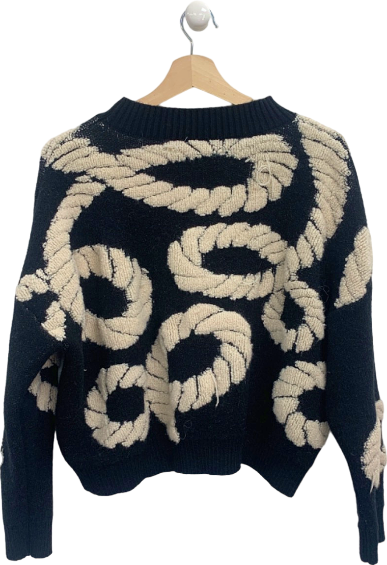 GD Black and White Rope Pattern Jumper UK S/M
