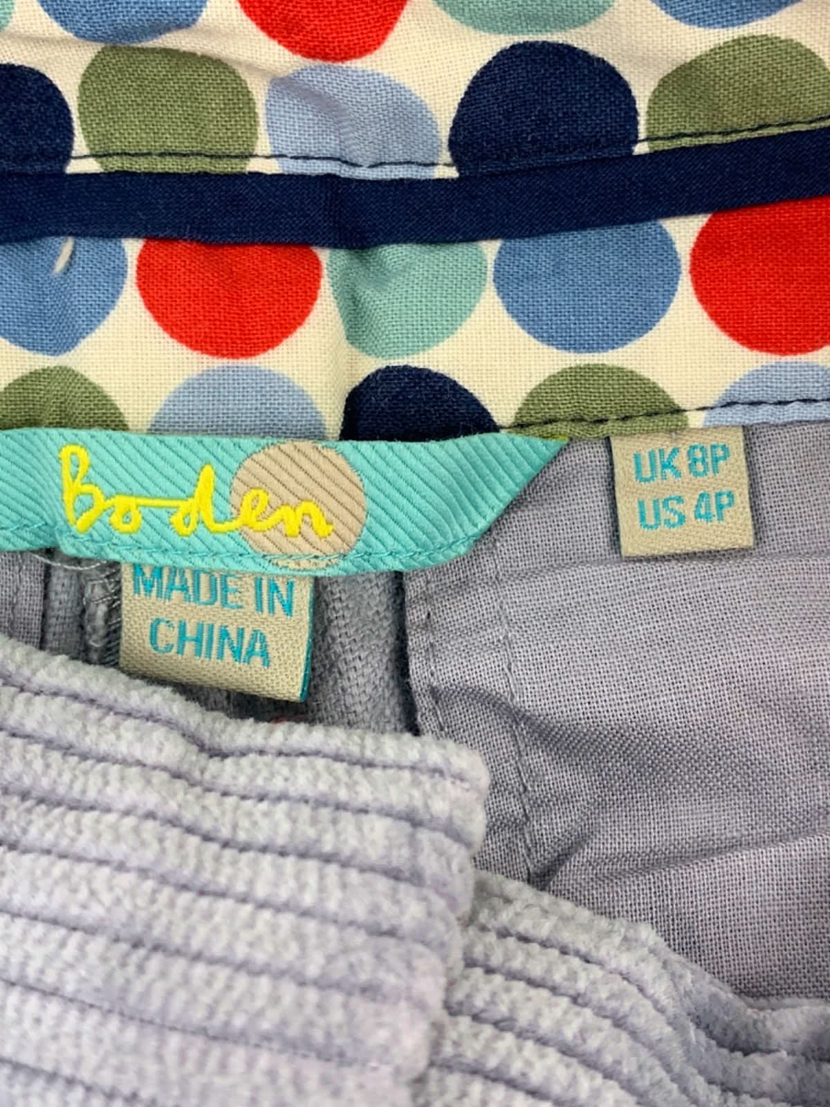 Boden Grey Corduroy Trousers UK 8P