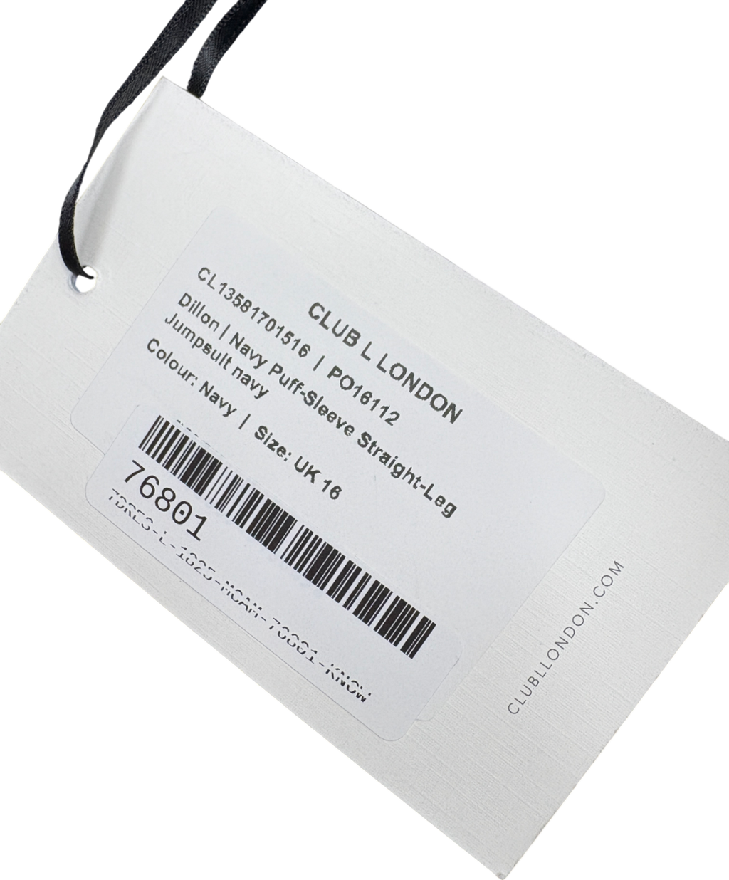 Club L Blue Navy Puff Sleeve Straight Leg Jumpsuit UK 16