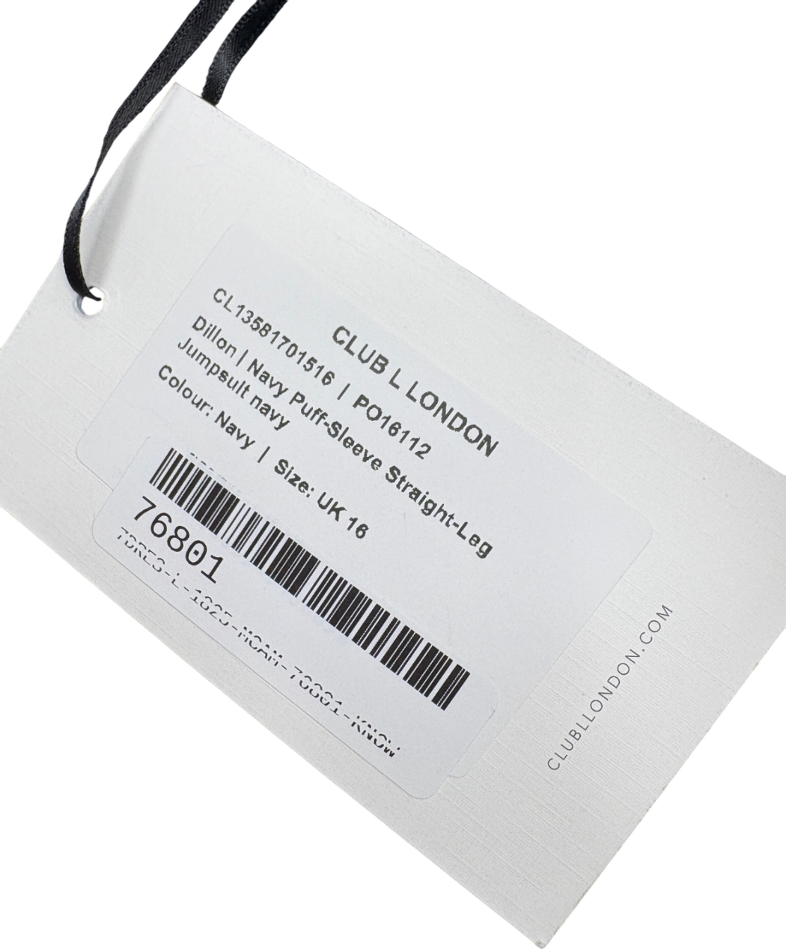 Club L Blue Navy Puff Sleeve Straight Leg Jumpsuit UK 16