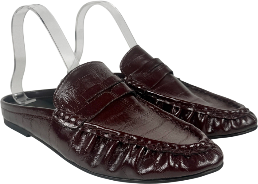 STEVE MADDEN Red Ruched Mule Loafers In Burgundy UK 6 EU 39