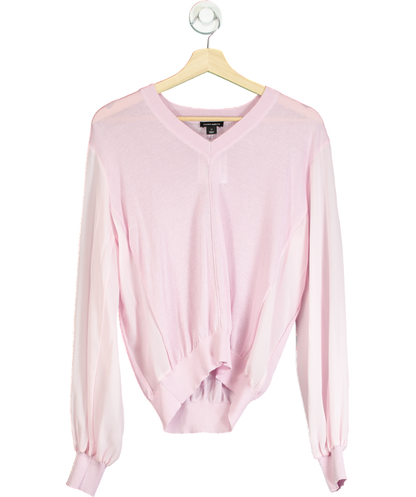 Karen Millen Pink Knit Sheer Sleeve Top UK XS