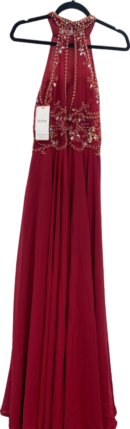JJ's House Burgundy Beaded Evening Gown UK 14