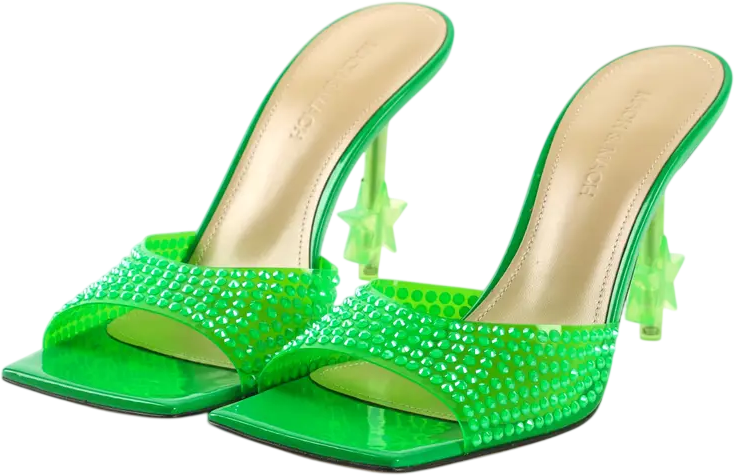 MACH & MACH Green Star Crystal-embellished Pvc Mules UK 2 EU 35