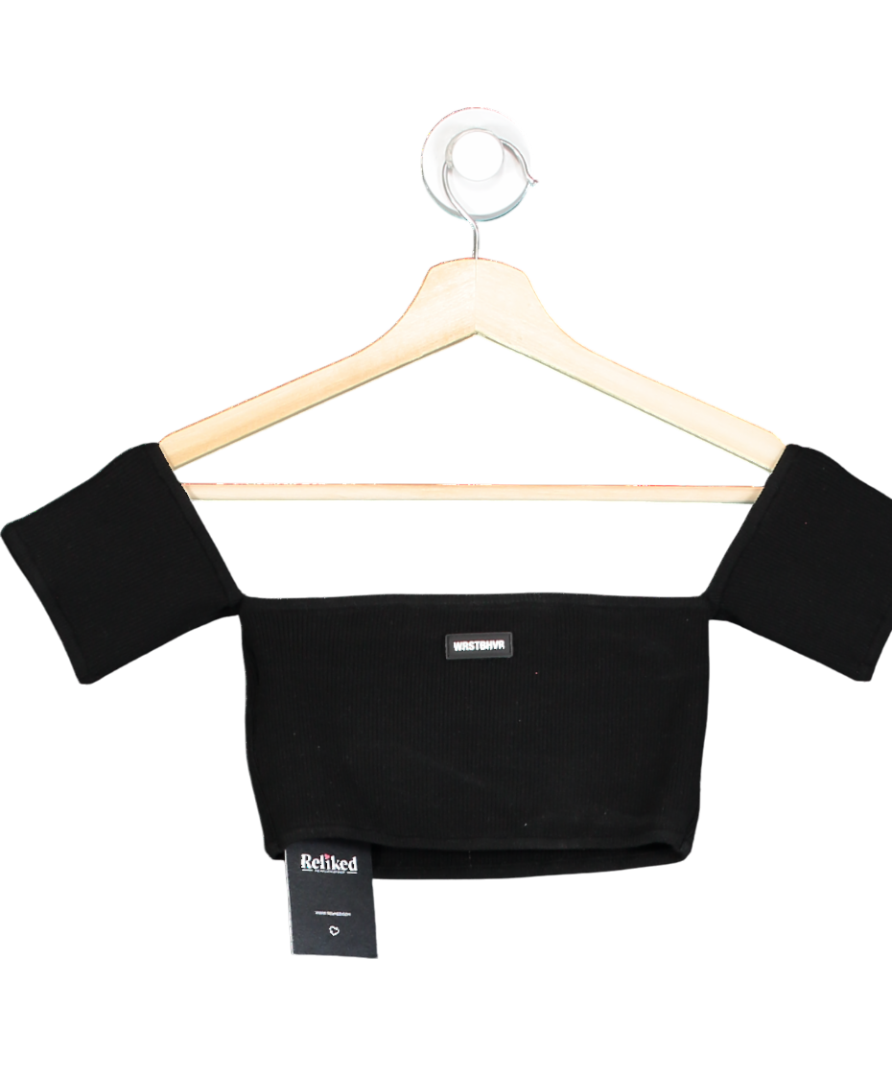 WRSTBHVR Black Ribbed Knit Crop Top UK XS