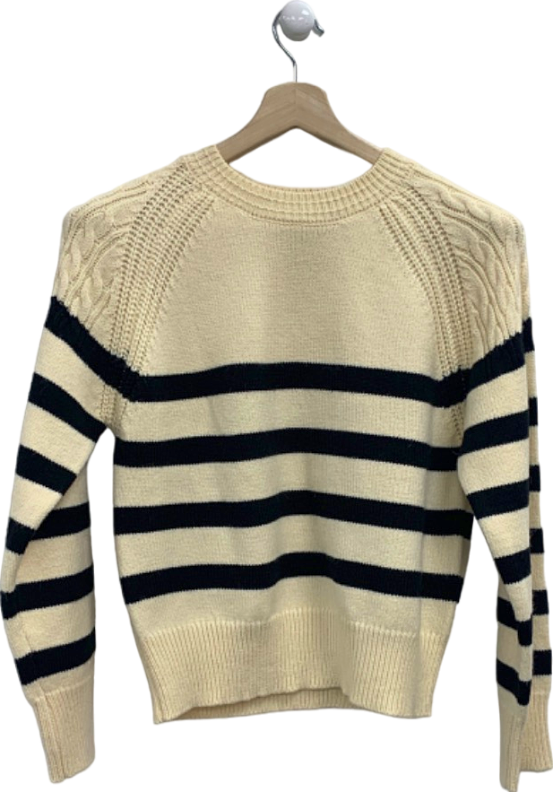 French Connection Cream and Black Striped Jumper UK 10