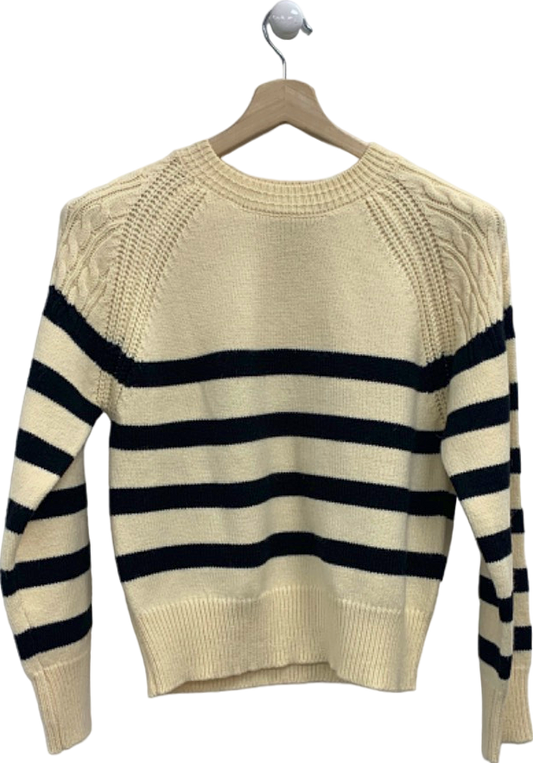 French Connection Cream and Black Striped Jumper UK 10