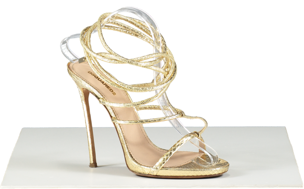 DSQUARED2 Metallic Snakeskin Strappy Sandals UK 6 EU 39 👠
