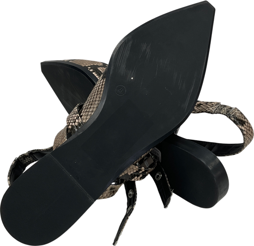 M&S Cream Snake Print Buckle Sandals UK 8 EU 41 👠