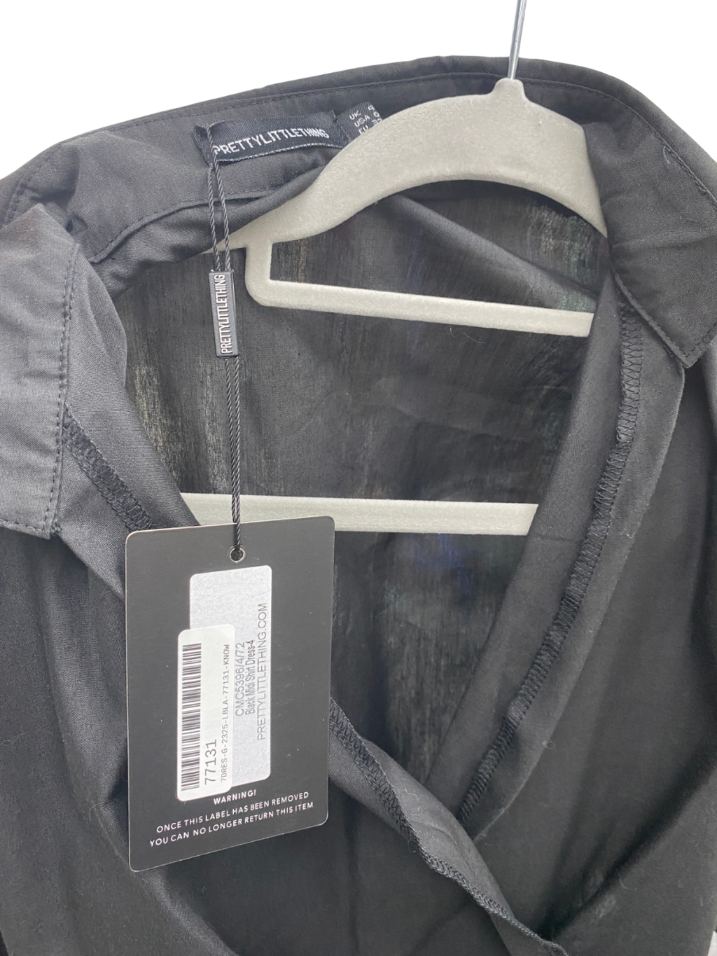 PrettyLittleThing Black Midi Shirt Dress UK 4