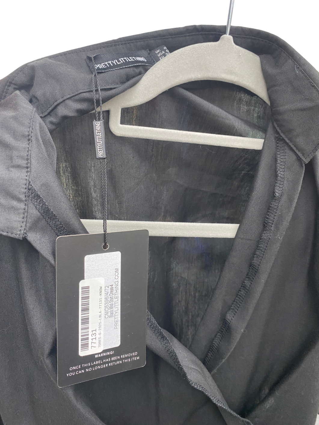 PrettyLittleThing Black Midi Shirt Dress UK 4