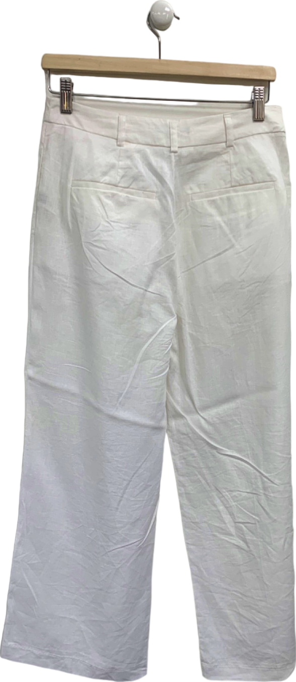 New Look White Petite Wide Leg Trousers UK 10