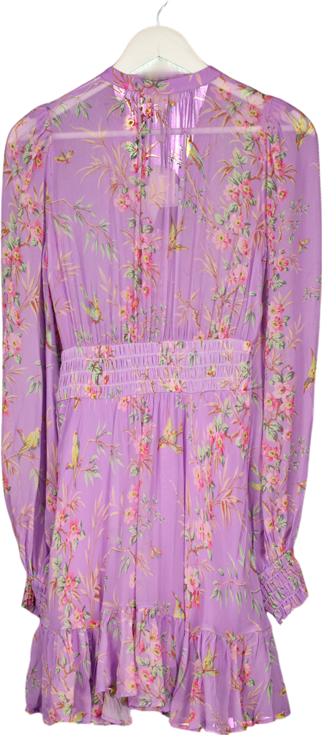 ByTimo Purple Lilac Mini Long Sleeved Dress In Plum Garden UK M