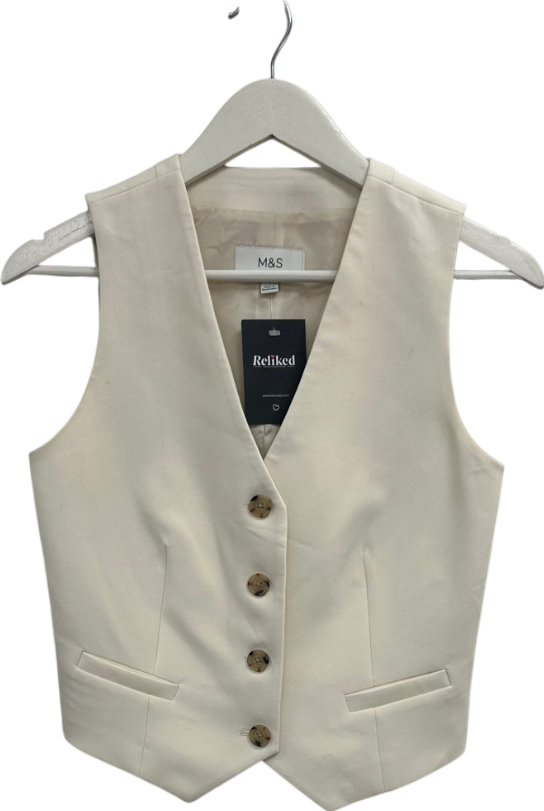M&S White Tailored Waistcoat UK 8