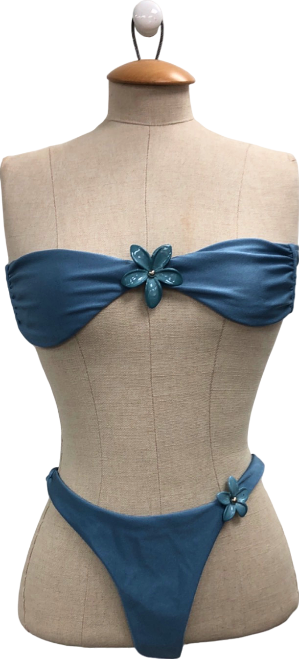 Leslie Amon Teal Blue Bandeau Bikini Set UK M