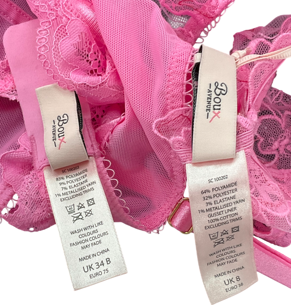 boux avenue Bubblegum Pink Balconette Bra Set UK 34B