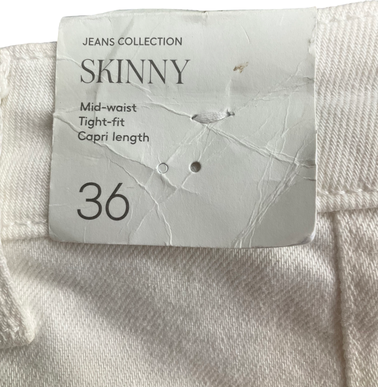 MANGO White Skinny Mid-waist Tight Fit Capri Jeans UK 8