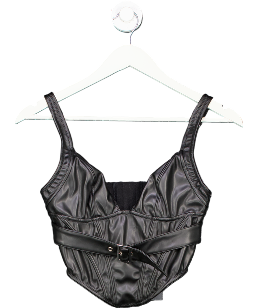 Urban Outfitters Black Blaze Faux Leather Belted Corset Top UK S