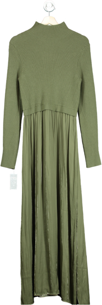 Anthropologie Green Ribbed Sweater Dress UK L