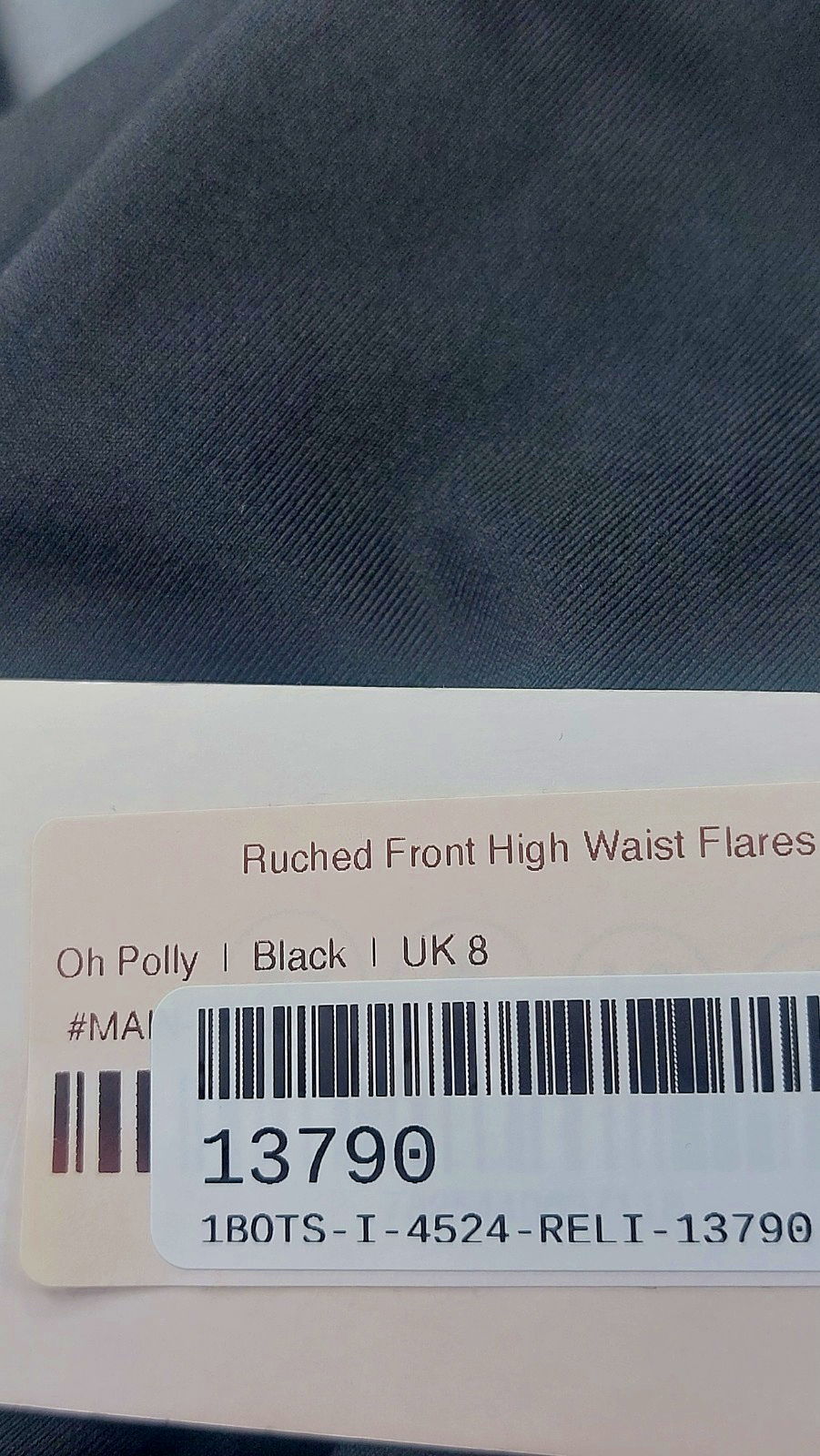 Oh Polly Black Ruched Front High Waist Flares UK 8