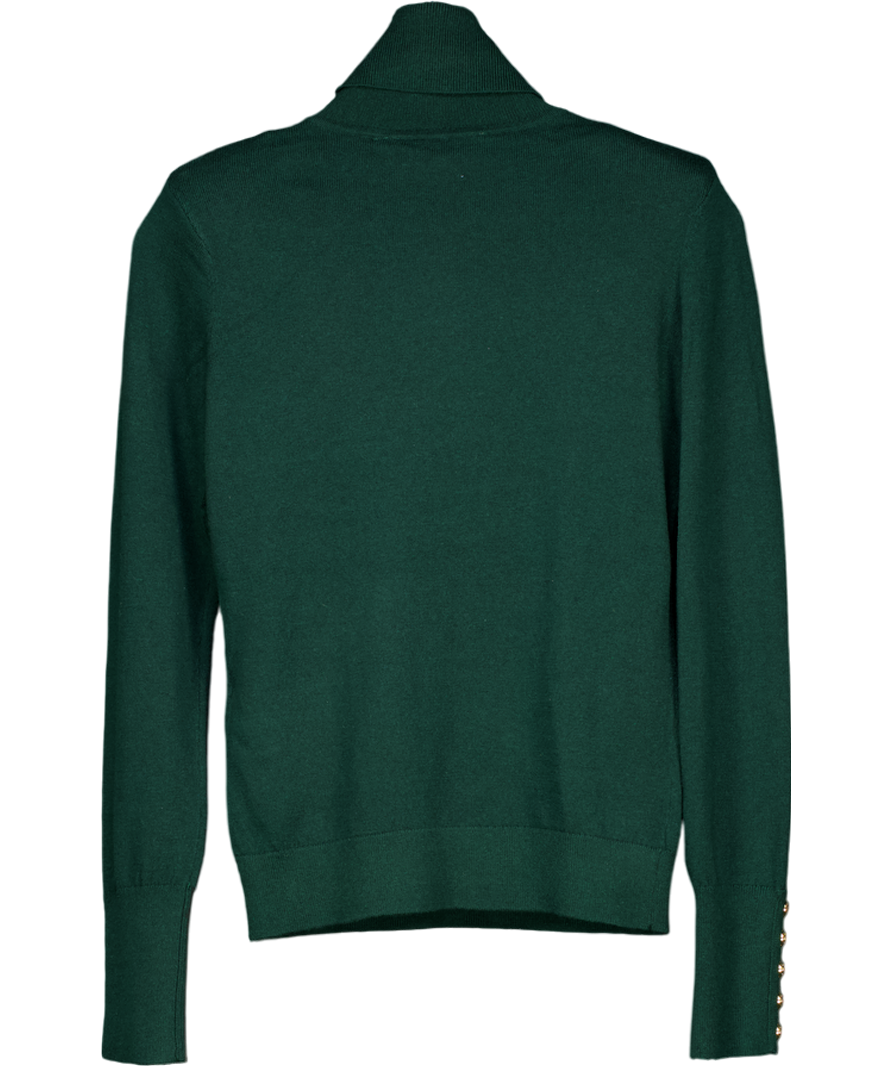 Holland Cooper Green Victoria Cashmere Roll Neck With Shoulder Pads UK XS