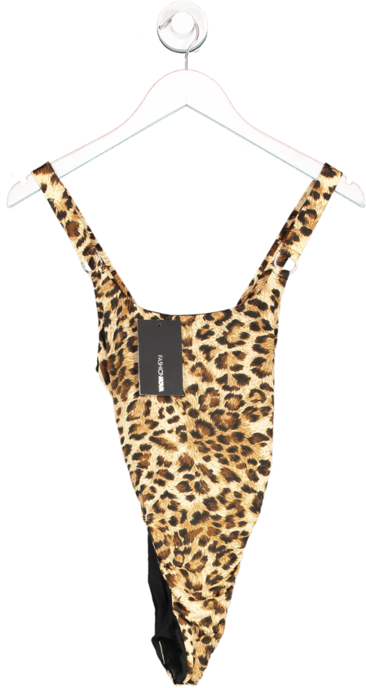 Fashion Nova Brown Heat Wave Swimsuit - Leopard Print UK M
