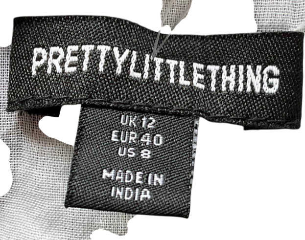 PrettyLittleThing White Black Zebra Print Tie Up Mini Skirt UK 12