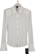 Karen Millen White Power Shoulder Drapey Crepe Seam Detail Shirt UK S