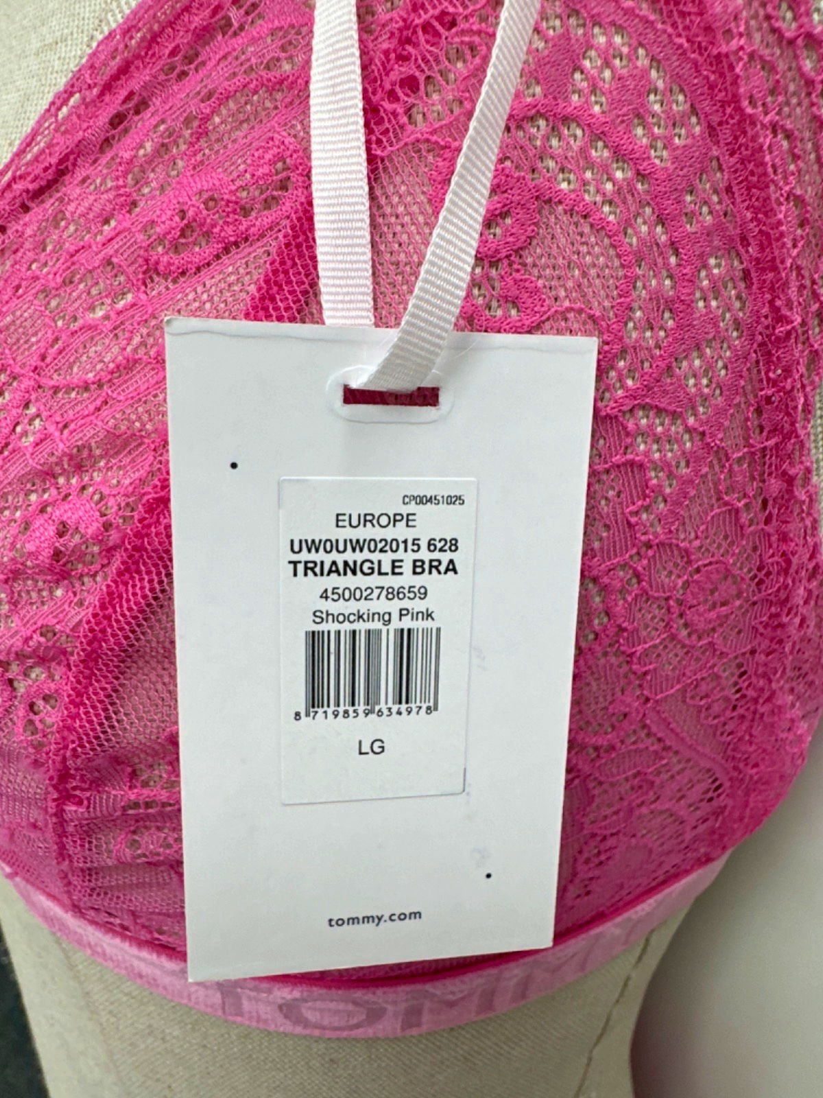 Tommy Hilfiger Pink Logo Band Triangle Bra and Bikini Brief Set UK L