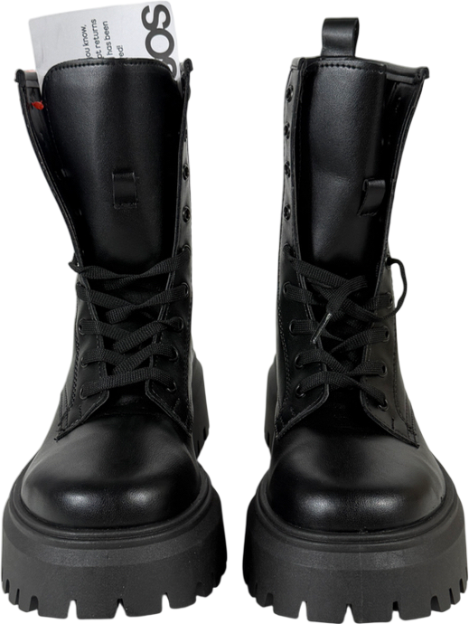 ASOS Black Ava Lace Up Flat Boots UK 5 EU 38