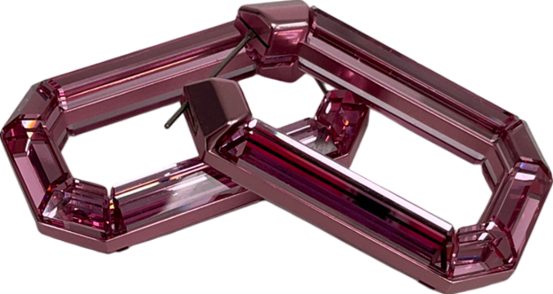 Swarovski Lucent Hoop Earrings Octagon Shape, Small, Pink