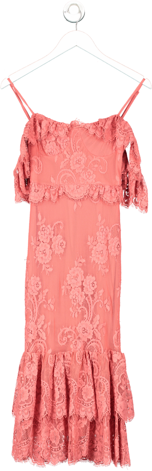Lovers and Friends Pink Bardot Lace Midi Dress UK XXS